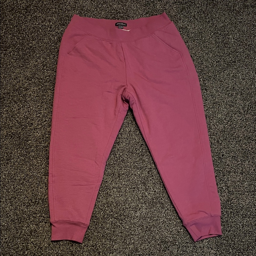 NWOT Pink Eddie Bauer faux sherling lined joggers.
